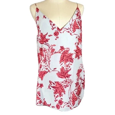 Camiseta sin mangas Club Monaco estampado suave floral chemise cami talla M mezcla de seda femenina  Foto 1 de 4