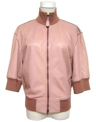 二手 Jean Paul Gaultier Femme 皮革夹克 尺寸 44 粉红色 米色 长度 58 厘米 — 第 1/3 张图片