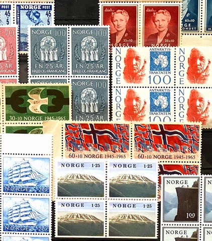 End of Summer! NORWAY MIX of Blocks of 4 all MNH From 1930s to 1980s Cover