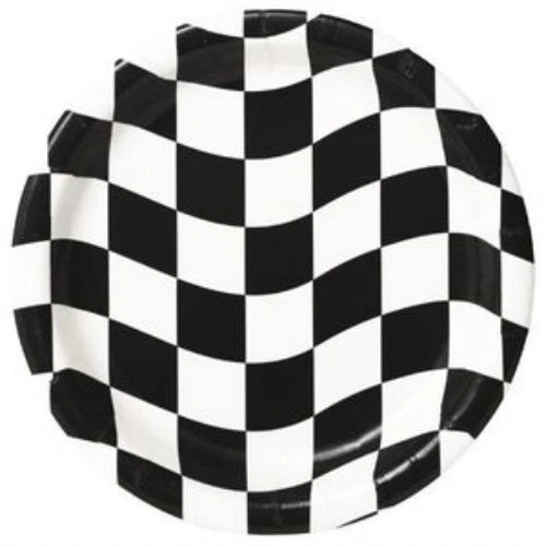 Checkered Flag Dessert Plates (8) - Birthday Party Supplies - Image 1 of 1