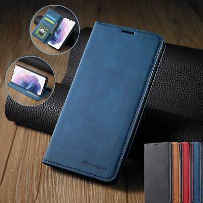 Para Samsung Galaxy S24 Ultra S23 S22 S21 Cuero Magnético Abatible Billetera Estuche Cubierta Foto 1 de 4