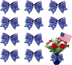 10PCS Patriotic Bows for Wreath Patriotic Wreath Bows for Memorial Day 4th of... - Picture 1 of 5