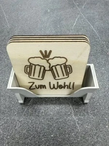 4 Posavasos con Soporte de Almacenamiento de Madera - Imagen 1 de 23