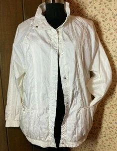 80s 90s vintage white windbreaker jacket womens L - Picture 1 of 5