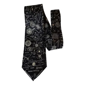 Nuclear Physics Scientist Teacher Student Polyester Tie sleeved with hook-Dark N - Picture 1 of 4