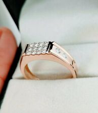 Genuine Diamond Men Engagement Ring 14k Solid Gold Men Diamond Square Ring Gift
