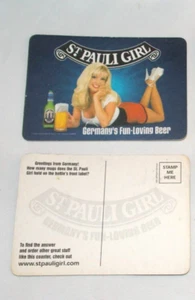 Beer Postcard Coaster ~ ST PAULI GIRL: Germany's Fun Loving Bier - Picture 1 of 1
