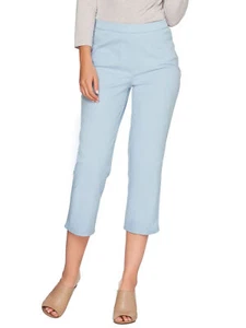H by HALSTON Size 10 Studio Stretch Pull-On Crop Pants LIGHT INDIGO - Picture 1 of 2