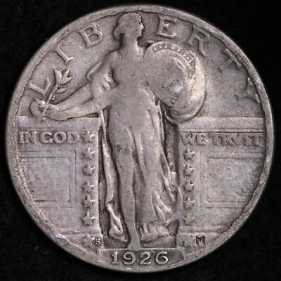 1926-S Standing Liberty Quarter CHOICE VF+ FREE SHIPPING E541 RF - Image 1 of 2