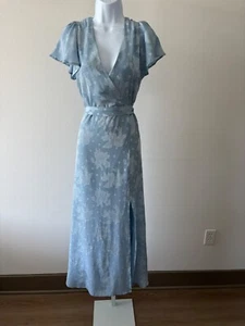 Lulus Dress XL Floral Wrap Short Sleeve Belted Midi Whimsical Cottage Core Boho - Picture 1 of 16