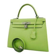Hermès Kelly Green Leather Handbag Authentic