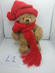 Rückseite Vintage Hallmark Karte inkl. Plüsch braun Teddybär Mary rot Schal Band Mütze - Bild 1 von 6