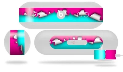 Skin for Beats Pill Plus colores rasgados rosa neón verde azulado calcomanía envoltura Foto 1 de 3