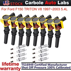 8 Ignition Coil& Spark Plug Pack For Ford F150 TRITON V8 1997~2003 5.4L /2000~09 - Foto 1 di 12