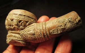 RARE OLD THAI LANNA CLAY TOBACCO PIPE - Picture 1 of 9