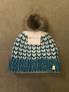 Spyder Girls’ Flight Beanie Pom Pom Hat *Lagoon Blue* NWT - Picture 1 of 3