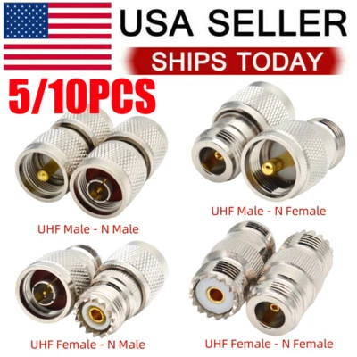 5/10X N Type to UHF SO239 PL259 Male Female RF Coaxial Coax Adapter Connector - Image 1 of 4