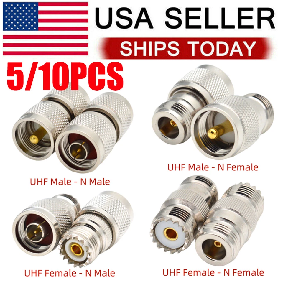 5/10X N Type to UHF SO239 PL259 Male Female RF Coaxial Coax Adapter Connector - Image 1 of 4