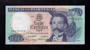 F.C. PORTUGAL , 100 ESCUDOS 1965 , S/C- ( AUNC ) , P.169a . - Picture 1 of 2