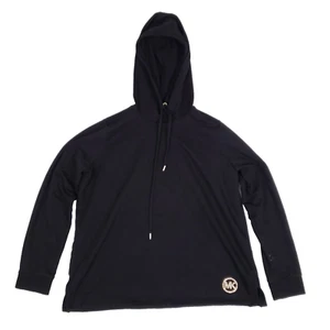 Michael Kors Hoodie Womens L Black Oversized Athleisure Streetwear Logo Patch - Picture 1 of 8