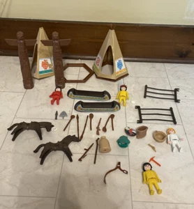 Vintage Playmobil 1977 Native American Indian Village Some cowboy - Picture 1 of 8