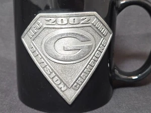 RARE Green Bay Packers "NFC 2002 Champions" Collectable Coffee Mug Pewter Emblem - Picture 1 of 11