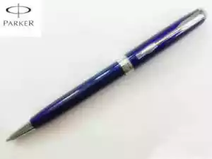 Parker Sonnet Series Ballpoint Pen Blue Silver Clip Fine Nib Blue Ink Refill - Picture 1 of 4
