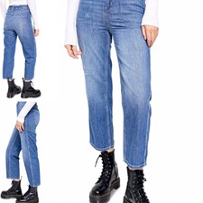 Free People Women's Chloe Baby Barrel Straight Legs Jeans Blue Woman Med