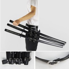 Black Retro PU Leather Medieval Sword Frog Holster Rapier Scabbard Holder Belt