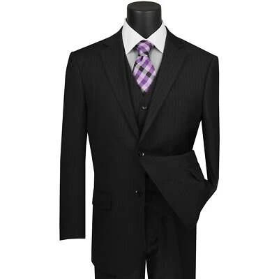 BIG & TALL Men's Black Pinstripe 3-Piece 2-Button Classic-Fit Suit NWT - Image 1 of 3
