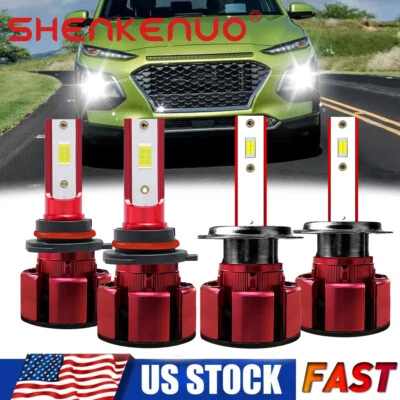 For Hyundai Veloster 2019-2020 4PC LED Headlight Bulbs+Fog Lights 6000K White - Image 1 of 4