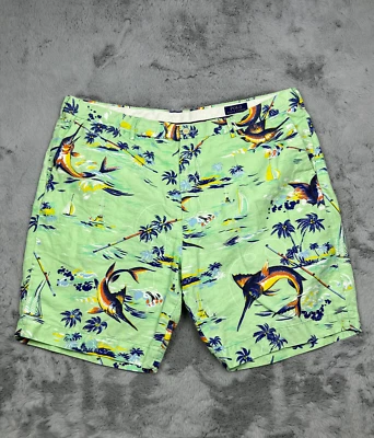 Pantalones Cortos Polo Ralph Lauren 42 Verde Pesca Hawaiana Calce Clásico Logo Chino Foto 1 de 4