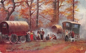 POSTCARD COUNTRY LIFE GYPSY CAMP ANIMATED SCENE TUCK - Picture 1 of 2