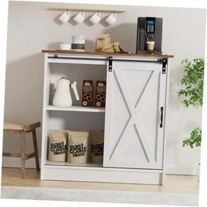Farmhouse Coffee Bar Cabinet, Kitchen Sideboard Buffet Cabinet with Storage, - Picture 1 of 8