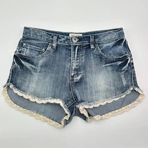 Mudd Y2K Vintage Jeansshorts mit Spitzenbesatz Größe 5 Jugendliche - Bild 1 von 4