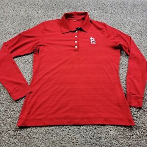 Nike St. Louis Cardinals Polo Shirt Womens Medium Red Long Sleeve W Logo