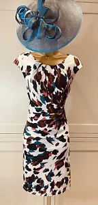 Wallis Petite Etuikleid UK 14 bunt Spritzdruck stretchig ärmellos - Bild 1 von 15