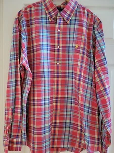 Ralph Lauren Mens Red Blue Plaid Button Down Shirt Size XL Preppy old money - Picture 1 of 6
