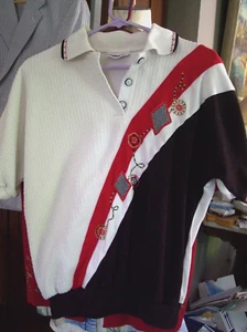 Top Años 80, 90 De Colección Alfred Dunner Rojo Negro y Blanco Cuello Talla S - Imagen 1 de 3
