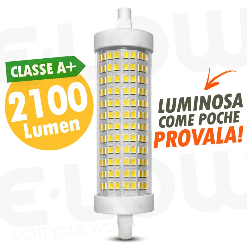 LAMPADINA LED R7S 118mm 16W(131W) SUPER LUMINOSA LUCE BIANCO CALDO NATURALE - Immagine 1 di 3