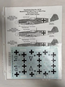 NUOVO Vintage Super Scala 48-761 Messerschmitt 109F-4 Modellino Aereo 1/48 Decalcomania (AJU3) - Foto 1 di 3