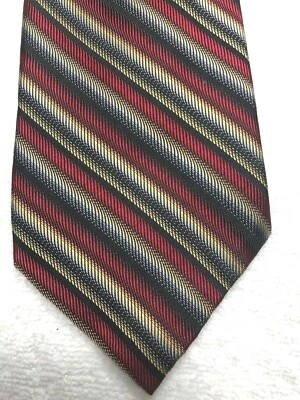 BIRMANIA BIBAS CORBATA HOMBRE ROJO GRIS DORADO RAYAS NEGRAS 4 X 60  Foto 1 de 4