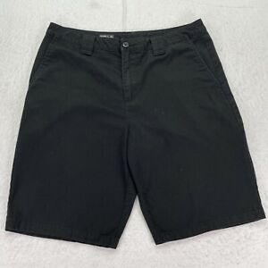 ONeill Shorts 34 Men Black Chino Flat Front Relaxed Fit 11" Solid Mid Rise Logo