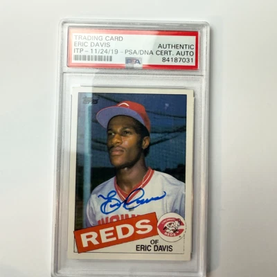 Eric Davis 1985 Topps Rookie #627 PSA autografado autêntico - Imagem 1 de 2