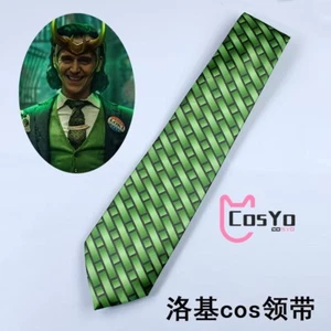 Mens Loki Tie Skinny Slim Woven Silk Neck Tie Print Necktie Cravate Green Tie - Picture 1 of 8