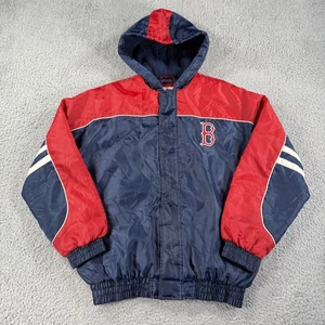Vintage Boston Red Sox Jacket Mens Medium MLB Baseball Hooded Puffer 90s Logo - Picture 1 of 15