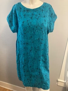 Locker geschnittenes geblümtes Leinen Etuikleid mit Taschen Kleid Coastal Neu mit Etikett Xsmall - Bild 1 von 4