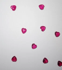 Transparent Star Ruby Heart 6x6 mm Cabochon Created 6 Rayed Stone 10 pieces Lot - Picture 1 of 12