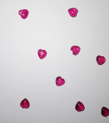 Transparent Star Ruby Heart 6x6 mm Cabochon Created 6 Rayed Stone 10 pieces Lot - Image 1 of 4