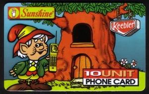 Tarjeta telefónica 10u Sunshine Keebler (elfo, árbol, teléfono, logotipos) USADA - Imagen 1 de 1